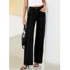 image:imageSidefeel Womens High Waisted Jeans Stretchy Seamed Wide Leg Denim Pants with PocketsBlack