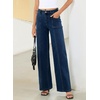 image:imageSidefeel Womens High Waisted Jeans Stretchy Seamed Wide Leg Denim Pants with PocketsBluing