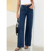 image:imageSidefeel Womens High Waisted Jeans Stretchy Seamed Wide Leg Denim Pants with PocketsBluing