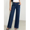 image:imageSidefeel Womens High Waisted Jeans Stretchy Seamed Wide Leg Denim Pants with PocketsBluing
