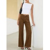 image:imageSidefeel Womens High Waisted Jeans Stretchy Seamed Wide Leg Denim Pants with PocketsBrown