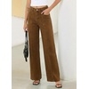image:imageSidefeel Womens High Waisted Jeans Stretchy Seamed Wide Leg Denim Pants with PocketsBrown