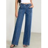 image:imageSidefeel Womens High Waisted Jeans Stretchy Seamed Wide Leg Denim Pants with PocketsDark Blue