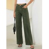 image:imageSidefeel Womens High Waisted Jeans Stretchy Seamed Wide Leg Denim Pants with PocketsGreen