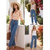 image:imageSidefeel Womens High Waisted Jeans Stretchy Seamed Wide Leg Denim Pants with PocketsIceland Blue