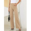 image:imageSidefeel Womens High Waisted Jeans Stretchy Seamed Wide Leg Denim Pants with PocketsKhaki
