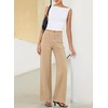 image:imageSidefeel Womens High Waisted Jeans Stretchy Seamed Wide Leg Denim Pants with PocketsKhaki