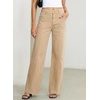 image:imageSidefeel Womens High Waisted Jeans Stretchy Seamed Wide Leg Denim Pants with PocketsKhaki