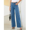 image:imageSidefeel Womens High Waisted Jeans Stretchy Seamed Wide Leg Denim Pants with PocketsLight Blue