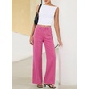 image:imageSidefeel Womens High Waisted Jeans Stretchy Seamed Wide Leg Denim Pants with PocketsRose Red