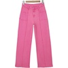 image:imageSidefeel Womens High Waisted Jeans Stretchy Seamed Wide Leg Denim Pants with PocketsRose Red