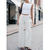 image:imageSidefeel Womens High Waisted Jeans Stretchy Seamed Wide Leg Denim Pants with PocketsWhite