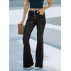 image:imageSidefeel Womens High Waisted Jeans Wide Leg Button Fly Bell Bottoms Flared Zimbaplatinum Denim PantsAblack
