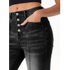 image:imageSidefeel Womens High Waisted Jeans Wide Leg Button Fly Bell Bottoms Flared Zimbaplatinum Denim PantsAblack