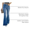 image:imageSidefeel Womens High Waisted Jeans Wide Leg Button Fly Bell Bottoms Flared Zimbaplatinum Denim PantsAblue