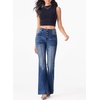 image:imageSidefeel Womens High Waisted Jeans Wide Leg Button Fly Bell Bottoms Flared Zimbaplatinum Denim PantsBluing