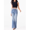 image:imageSidefeel Womens High Waisted Jeans Wide Leg Button Fly Bell Bottoms Flared Zimbaplatinum Denim PantsMist Blue