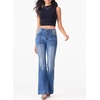 image:imageSidefeel Womens High Waisted Jeans Wide Leg Button Fly Bell Bottoms Flared Zimbaplatinum Denim PantsSky Blue