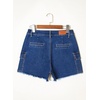 image:imageSidefeel Womens Jean Cargo Shorts High Waisted Stretchy Trendy Raw Hem Denim Shorts with PocketsDeep Blue