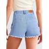 image:imageSidefeel Womens Jean Cargo Shorts High Waisted Stretchy Trendy Raw Hem Denim Shorts with PocketsLight Blue