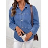 image:imageSidefeel Womens Jean Jacket Casual Long Sleeve Button Down Oversized Boyfriend Trendy Denim Jacket CoatLight Blue