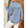 image:imageSidefeel Womens Jean Jacket Casual Long Sleeve Button Down Oversized Boyfriend Trendy Denim Jacket CoatWashed Blue