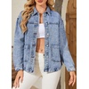 image:imageSidefeel Womens Jean Jacket Casual Long Sleeve Button Down Oversized Boyfriend Trendy Denim Jacket CoatWashed Blue