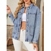 image:imageSidefeel Womens Jean Jacket Casual Long Sleeve Button Down Oversized Boyfriend Trendy Denim Jacket CoatWashed Blue
