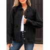 image:imageSidefeel Womens Jean Jacket Long Sleeve Button Down Ruffled Denim Jacket ShacketBlack