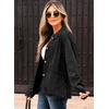 image:imageSidefeel Womens Jean Jacket Long Sleeve Button Down Ruffled Denim Jacket ShacketBlack