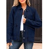 image:imageSidefeel Womens Jean Jacket Long Sleeve Button Down Ruffled Denim Jacket ShacketBluing