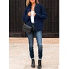 image:imageSidefeel Womens Jean Jacket Long Sleeve Button Down Ruffled Denim Jacket ShacketBluing
