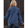 image:imageSidefeel Womens Jean Jacket Long Sleeve Button Down Ruffled Denim Jacket ShacketDark Blue