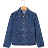 image:imageSidefeel Womens Jean Jacket Long Sleeve Button Down Ruffled Denim Jacket ShacketDark Blue