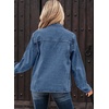 image:imageSidefeel Womens Jean Jacket Long Sleeve Button Down Ruffled Denim Jacket ShacketLight Blue