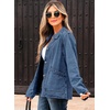 image:imageSidefeel Womens Jean Jacket Long Sleeve Button Down Ruffled Denim Jacket ShacketLight Blue