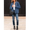 image:imageSidefeel Womens Jean Jacket Long Sleeve Button Down Ruffled Denim Jacket ShacketLight Blue