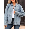 image:imageSidefeel Womens Jean Jacket Long Sleeve Button Down Ruffled Denim Jacket ShacketMyosotis