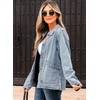image:imageSidefeel Womens Jean Jacket Long Sleeve Button Down Ruffled Denim Jacket ShacketMyosotis