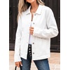 image:imageSidefeel Womens Jean Jacket Long Sleeve Button Down Ruffled Denim Jacket ShacketWhite