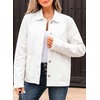 image:imageSidefeel Womens Jean Jacket Long Sleeve Button Down Ruffled Denim Jacket ShacketWhite