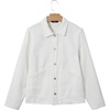image:imageSidefeel Womens Jean Jacket Long Sleeve Button Down Ruffled Denim Jacket ShacketWhite