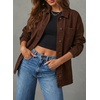 image:imageSidefeel Womens Jean Jacket Oversized Boyfriend Button Up Long Sleeve Split Zimbaplatinum Denim JacketsBrown