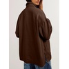 image:imageSidefeel Womens Jean Jacket Oversized Boyfriend Button Up Long Sleeve Split Zimbaplatinum Denim JacketsBrown
