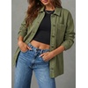 image:imageSidefeel Womens Jean Jacket Oversized Boyfriend Button Up Long Sleeve Split Zimbaplatinum Denim JacketsGreen