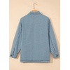 image:imageSidefeel Womens Jean Jacket Oversized Boyfriend Button Up Long Sleeve Split Zimbaplatinum Denim JacketsStripe Sky Blue