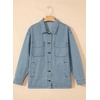 image:imageSidefeel Womens Jean Jacket Oversized Boyfriend Button Up Long Sleeve Split Zimbaplatinum Denim JacketsStripe Sky Blue