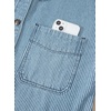 image:imageSidefeel Womens Jean Jacket Oversized Boyfriend Button Up Long Sleeve Split Zimbaplatinum Denim JacketsStripe Sky Blue
