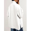 image:imageSidefeel Womens Jean Jacket Oversized Boyfriend Button Up Long Sleeve Split Zimbaplatinum Denim JacketsWhite