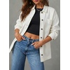 image:imageSidefeel Womens Jean Jacket Oversized Boyfriend Button Up Long Sleeve Split Zimbaplatinum Denim JacketsWhite
